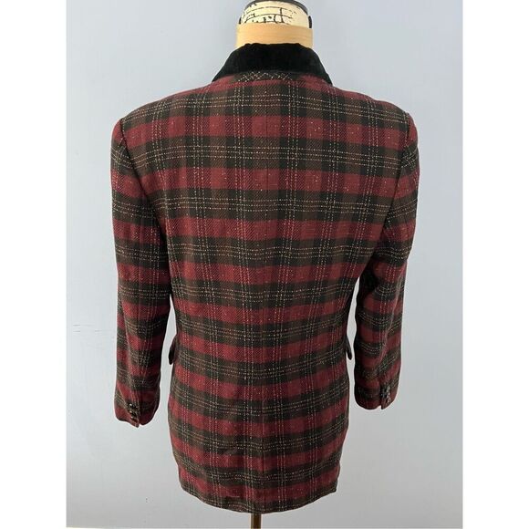 Vintage J. H. Collectibles Women’s U.S. 12 100% Virgin Wool Red Black Blazer - Picture 10 of 10